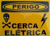 Placa de advertência de cerca elétrica de metal